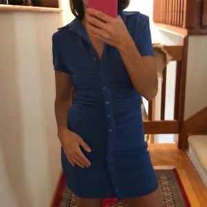 With Jean Short Sleeve Blue Mini Dress